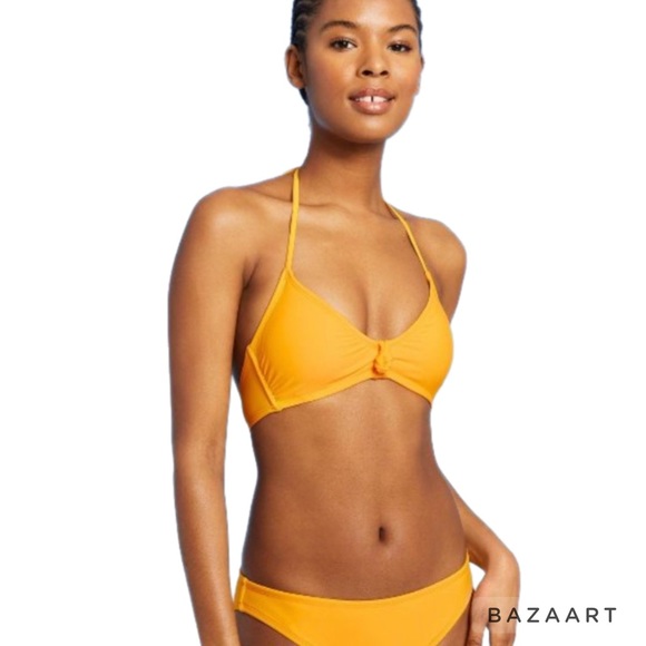 Xhilaration Yellow Bralette Bikini Top & Floral String Bikini Bottom - Picture 6 of 8